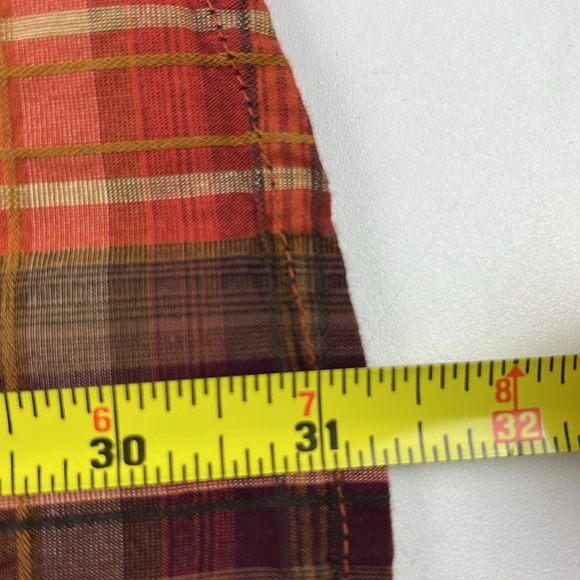 Columbia Sportswear Company Men's LS Orange Plaid Casual Button Down Shirt - Picture 6 of 9